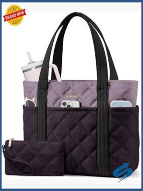 27L Puffer Tote Bag with Cup Holder for Work Travel Gym